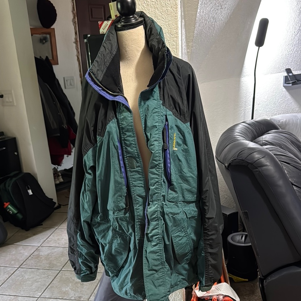 Vintage Stearns Green and Black High Collar Windbreaker Jacket